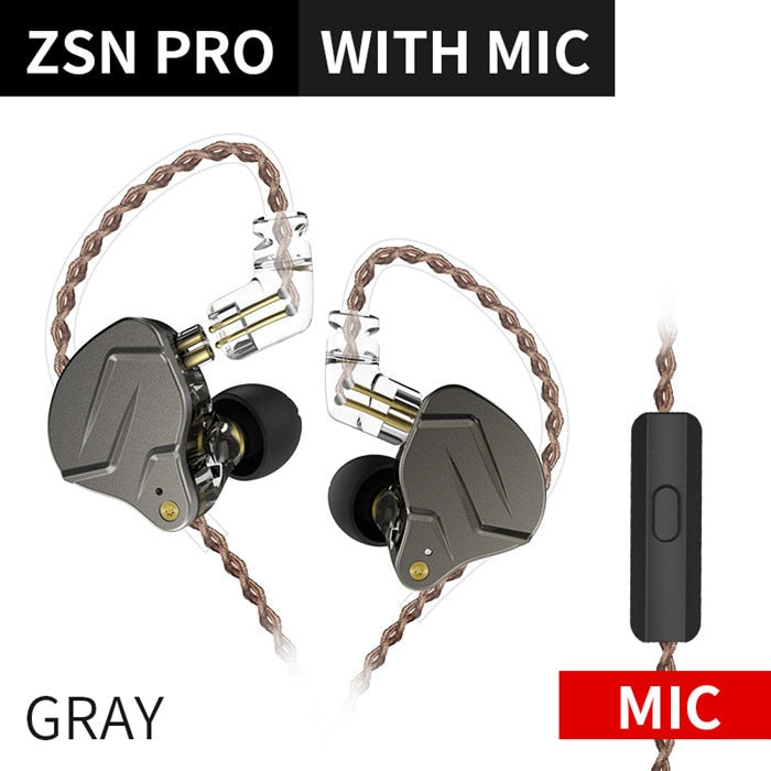 Écouteurs intra-auriculaires KZ ZSN Pro, technologie hybride, basses Hifi