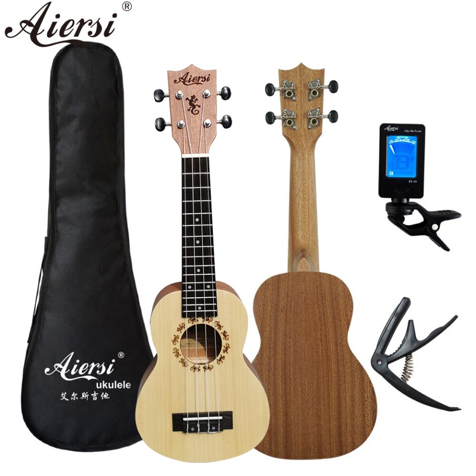 Aiersi 21" Mahagoni Sopran Ukulele, Gecko, 4 Saiten
