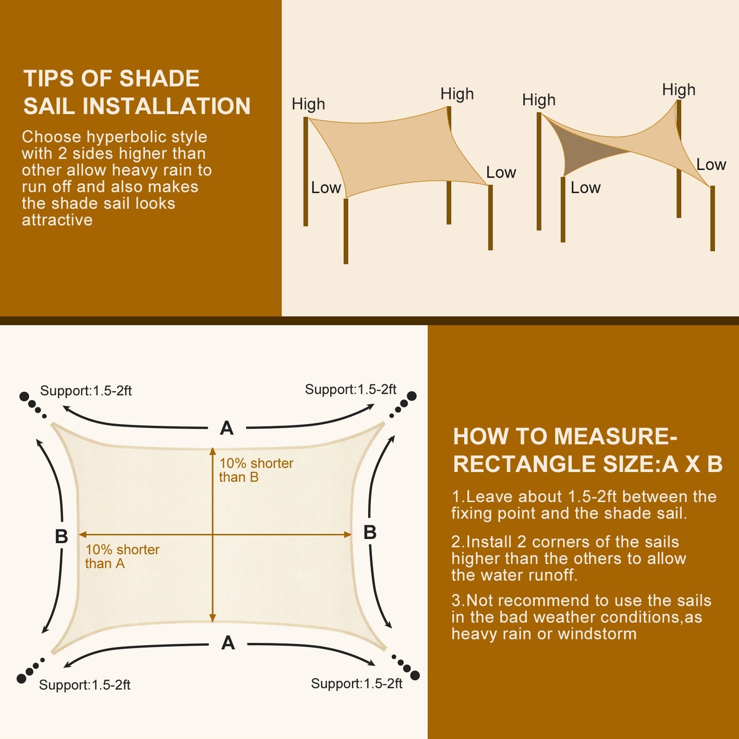 Waterproof SunShade Sail Outdoor Awnings Tent Camping Canopy Yard Sail Sun Protection