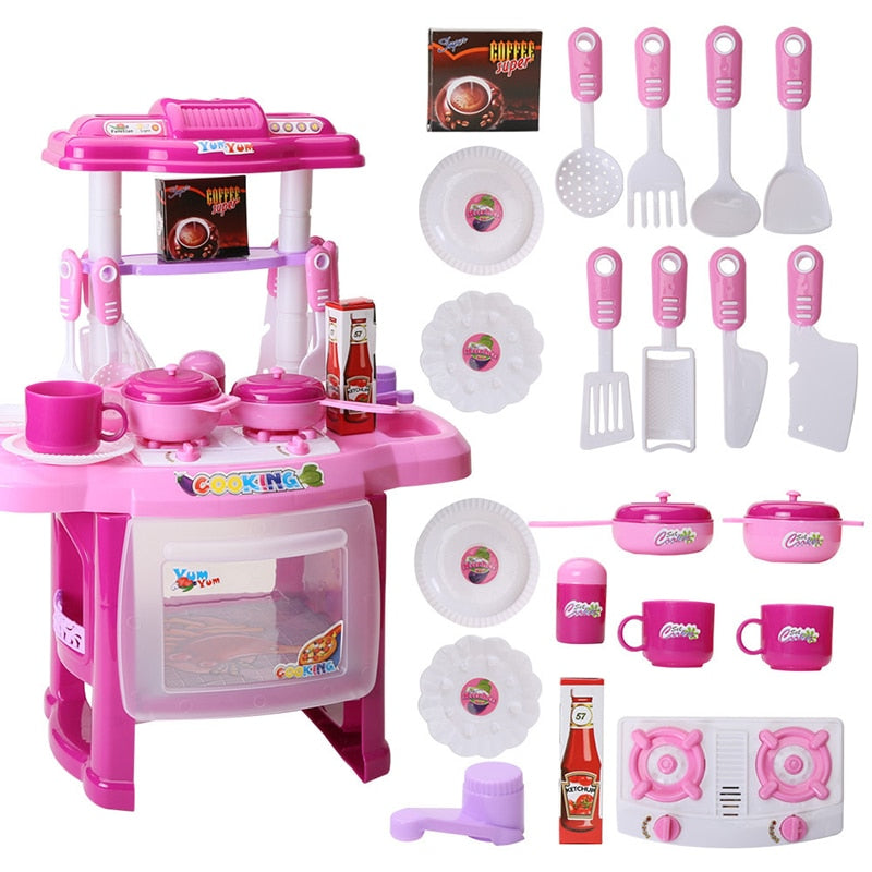 New Kitchen Toys: Chef Light Music Food Play Tableware Set