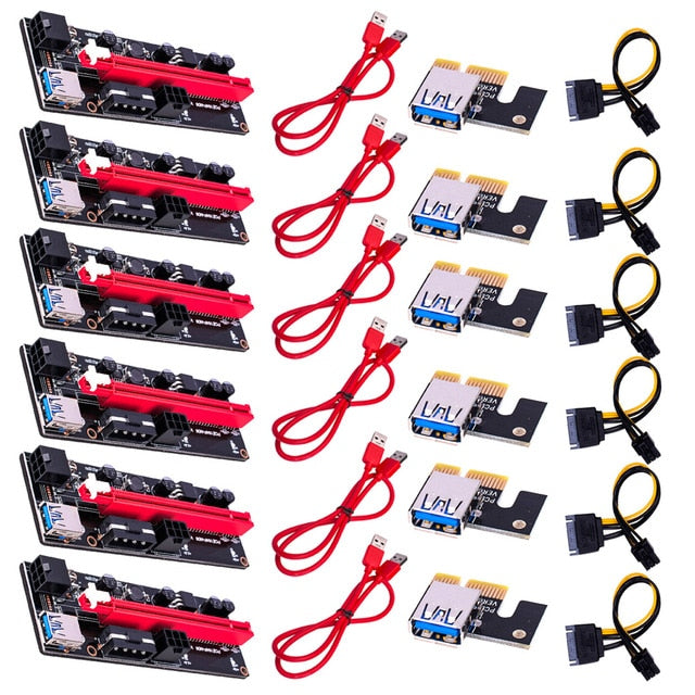 6 pièces plus récent VER009 USB 3.0 PCI-E Riser VER 009S adaptateur d'extension SATA 15 broches à 6 broches