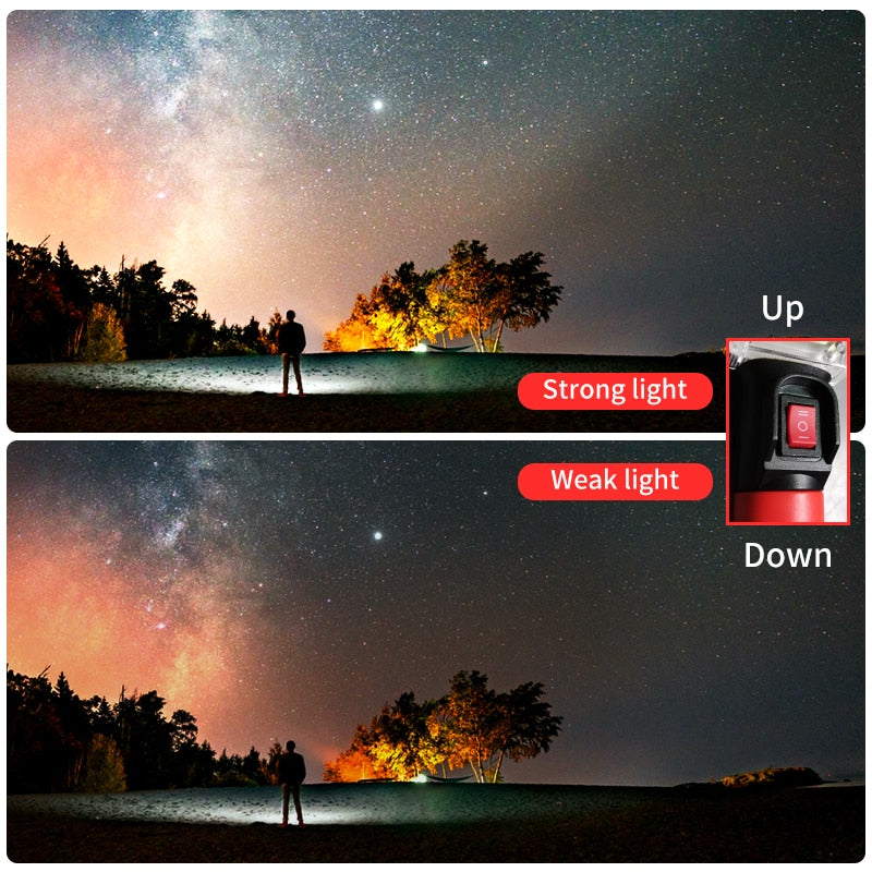 Lampe de travail LED puissante et Portable, lanterne à crochet magnétique, lampe de Camping COB USB Rechargeable 18650