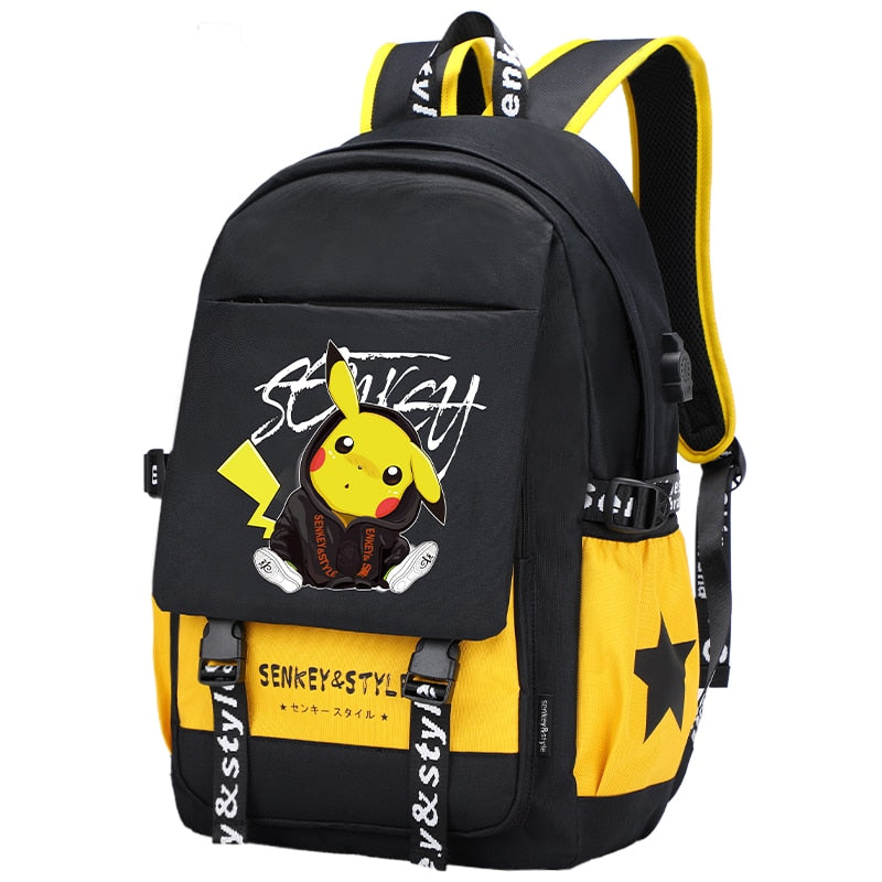 Pikachu school bag for boys and girls, high quality, waterproof