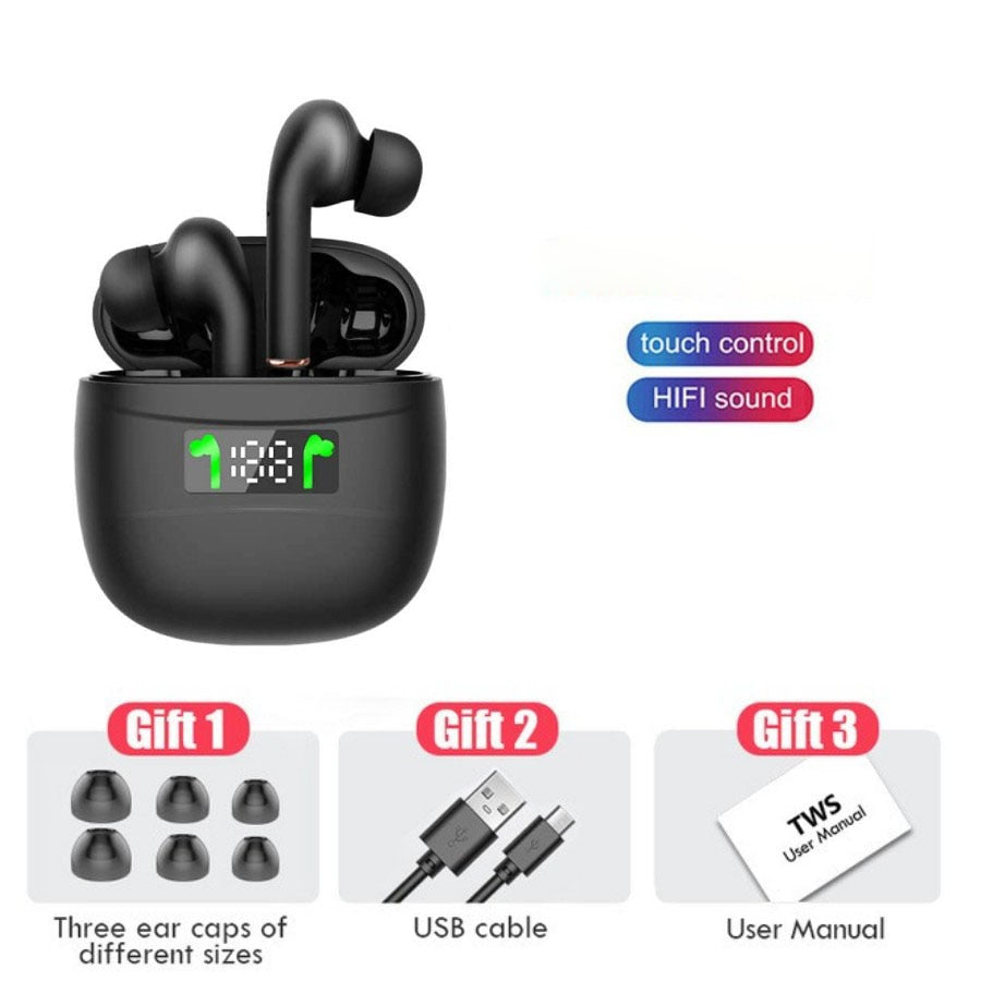 TWS Casque Bluetooth 5.2 IPX7 Étanche LED Affichage HD Microphone Stéréo pour Xiaomi iPhone