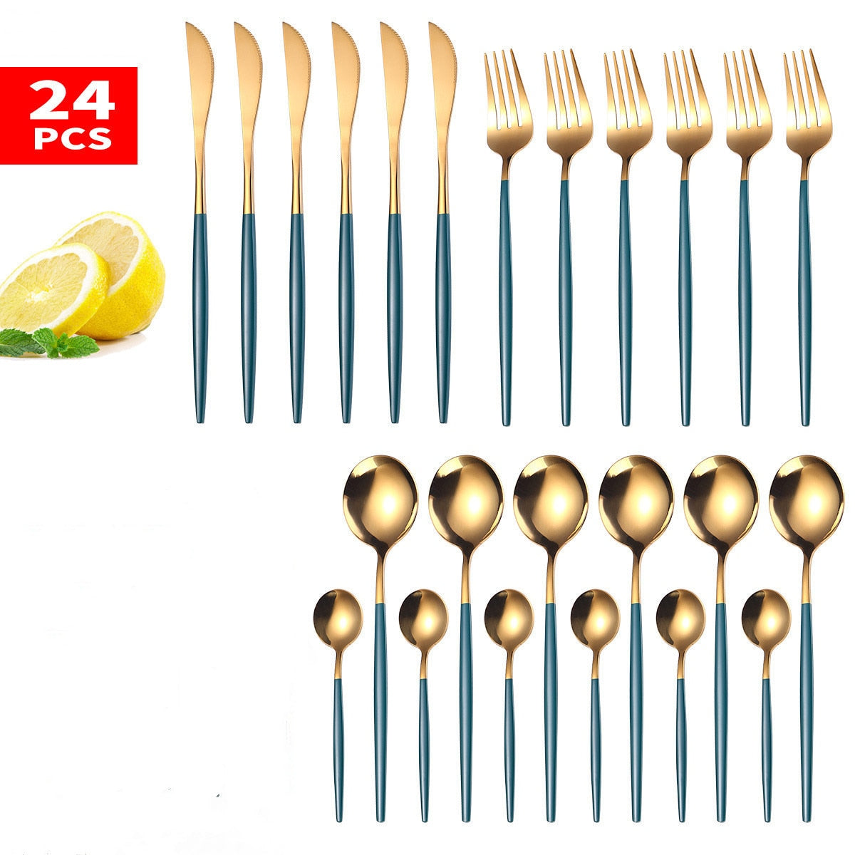 24 pcs. Gold Dinnerware Set