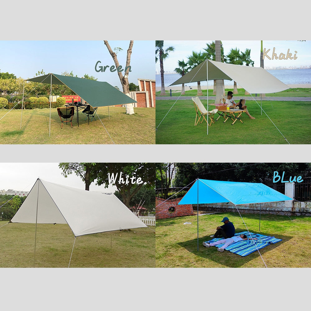 3x5m 3x4m Sonnenunterstand Zelt Tarp Strand Wasserdicht Schatten Outdoor Camping Hängematte