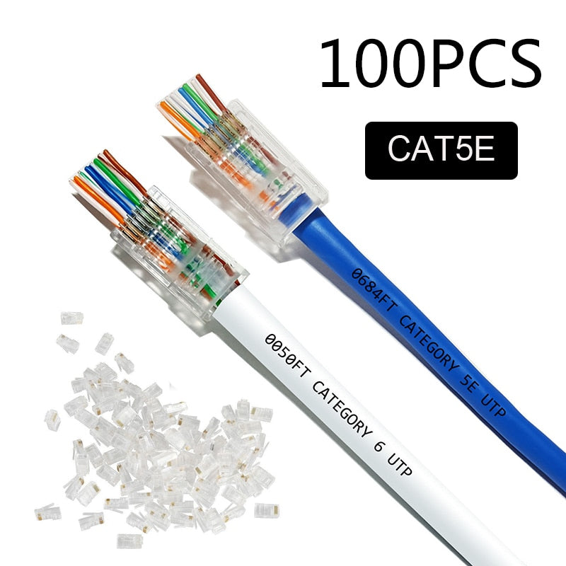 2021 nouveau 50-100 pièces CAT5E CAT6 RJ45 câble réseau modulaire 8P8C fin passer à travers Z HOTSALE RJ45