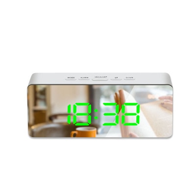 LED mirror alarm clock with large time and temperature display