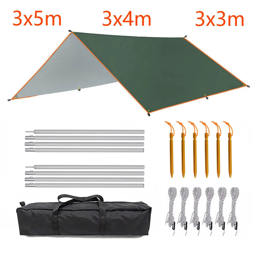 3x5m 3x4m Markise Wasserdichtes Tarp Zelt Outdoor Sonne Unterstand Camping Tourist Tarp Vordach