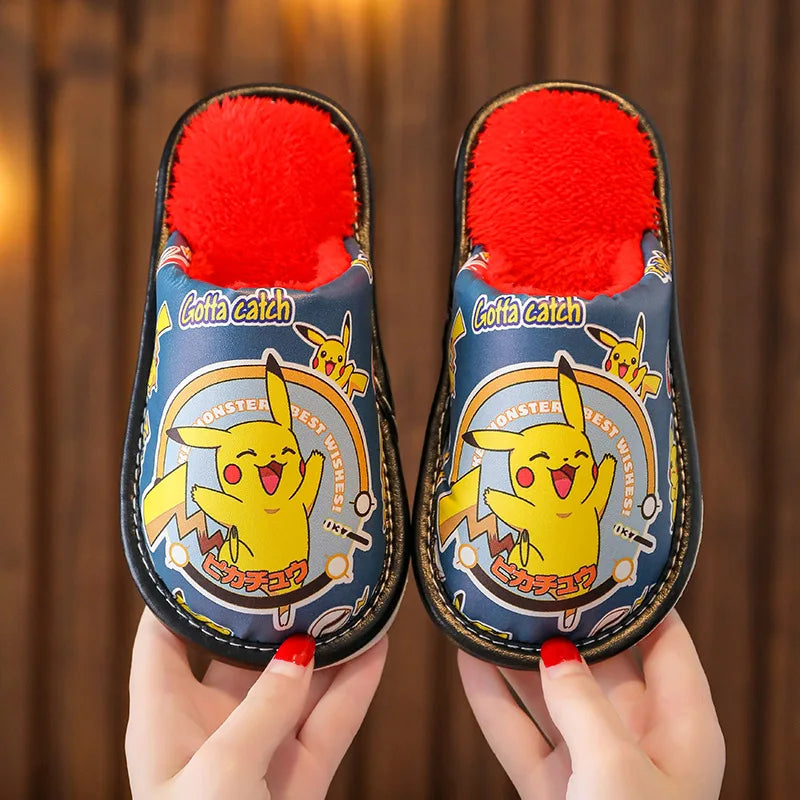 Pokemon Pikachu Plush Slippers Cute Cartoon Children's