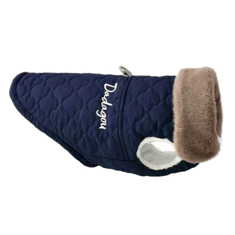 Waterproof dog jacket with fur collar