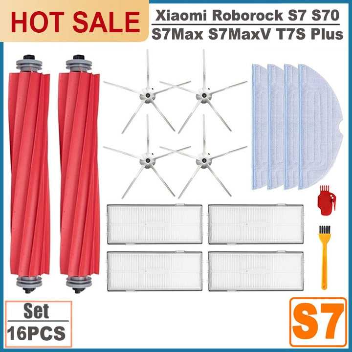 Brosse principale, brosse latérale, vadrouilles, chiffons pour Xiaomi Roborock S7 S70 S7Max s7MaxV T7S Plus - Accessoires