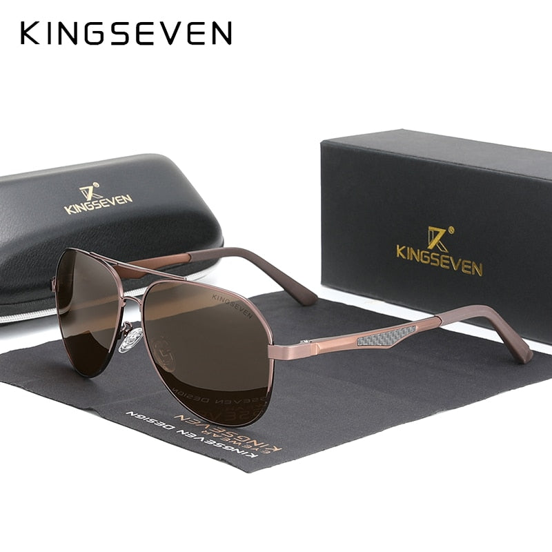 KINGSEVEN Herren Sonnenbrille, polarisiert, Aluminium Bügel, UV400