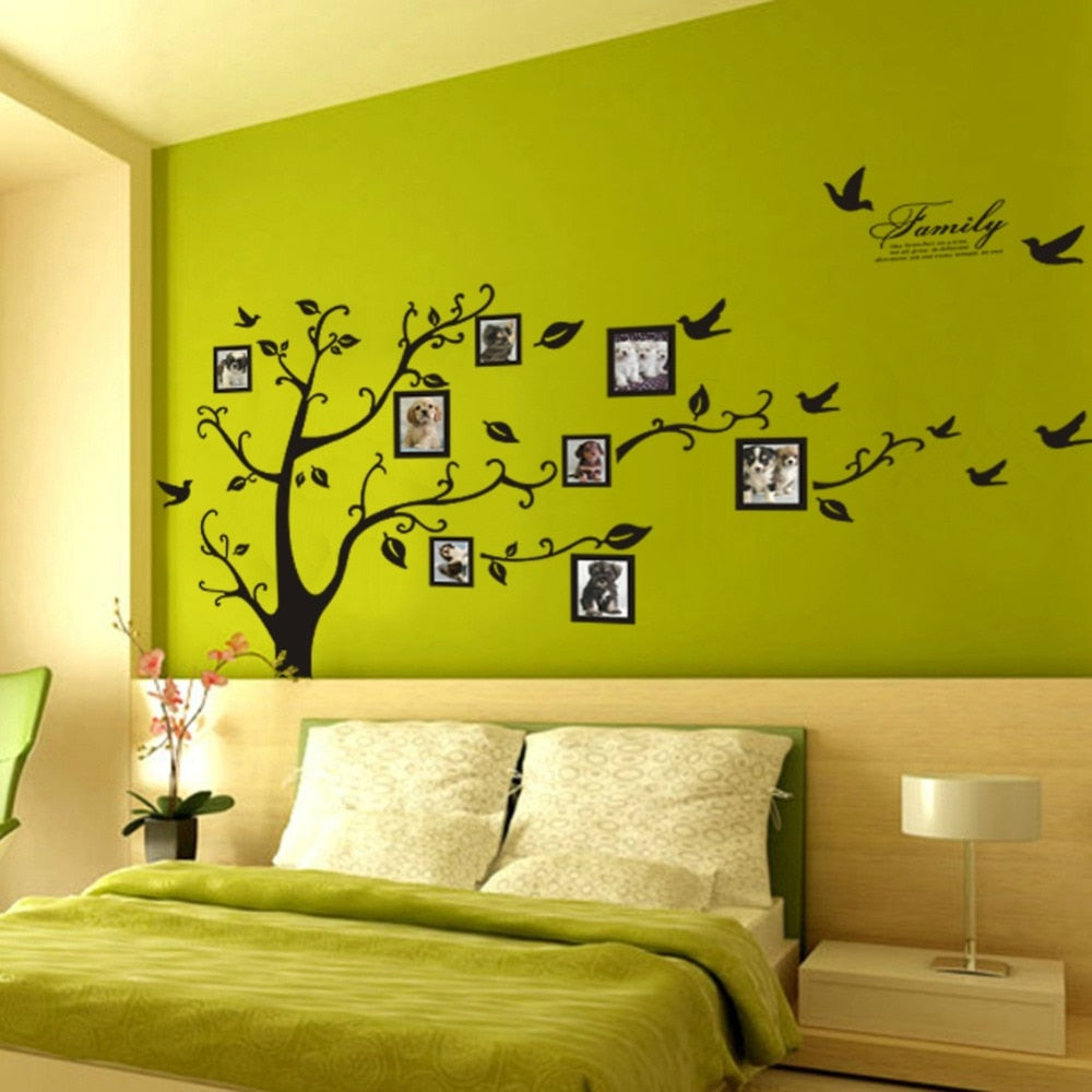 Free-Shipping:Large-200*250Cm/79*99in-Black-3D-DIY-Photo-Tree-PVC-Wall-Decals/Adhesive-Family-Wall-Stickers-Mural-Art-Home-Decor