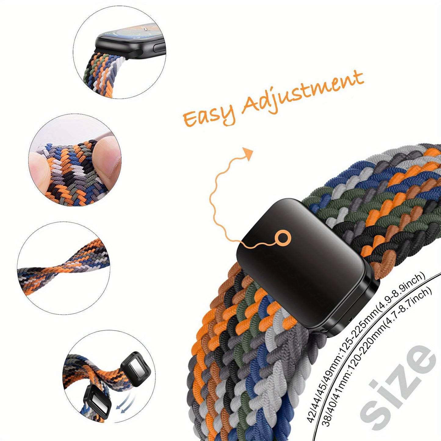 Apple Watch Magnetic Woven Strap Einstellbare Stretchy Ersatz-Armband für iWatch Serie SE/9/10 Ultra