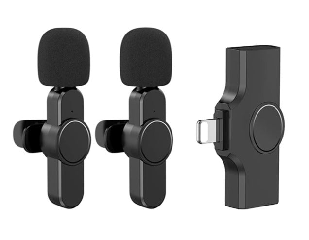 (Ensemble de 3 pièces) Micro-cravate 360° sans fil pour téléphones portables - tablettes avec connecteur Lightning + réduction de bruit