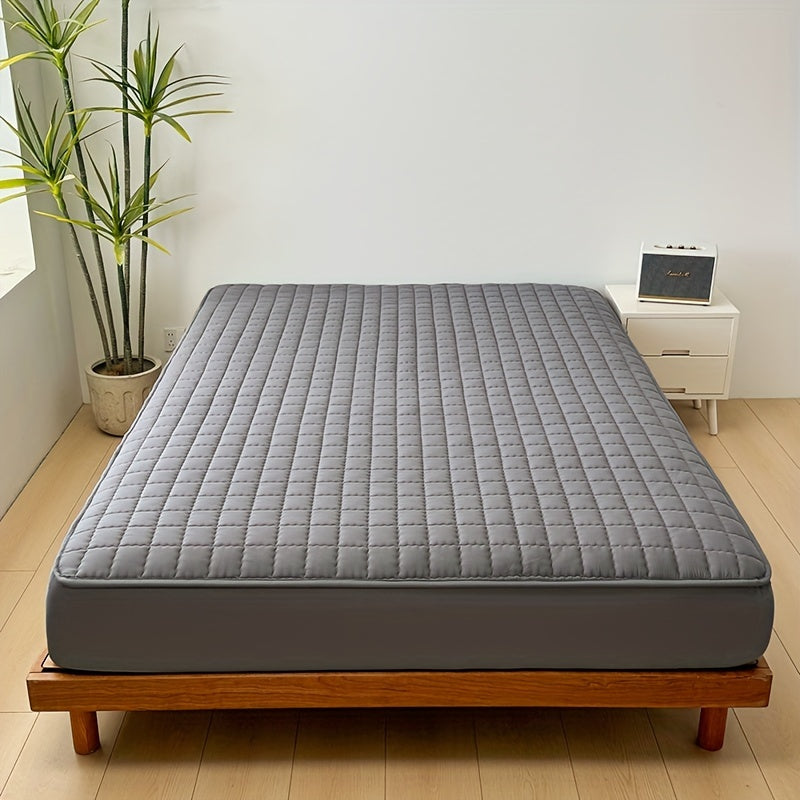 1 protège-matelas imperméable matelassé (sans oreiller ni noyau), housse de matelas douce et confortable de couleur unie pour chambre à coucher, chambre d'amis, hôtel, appartement, école