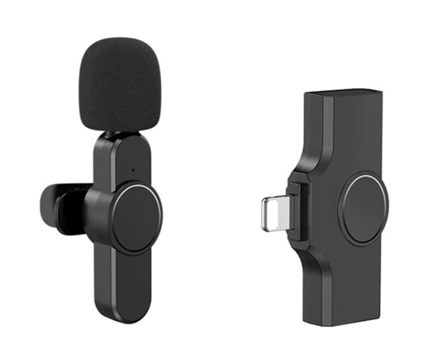 (Ensemble de 3 pièces) Micro-cravate 360° sans fil pour téléphones portables - tablettes avec connecteur Lightning + réduction de bruit