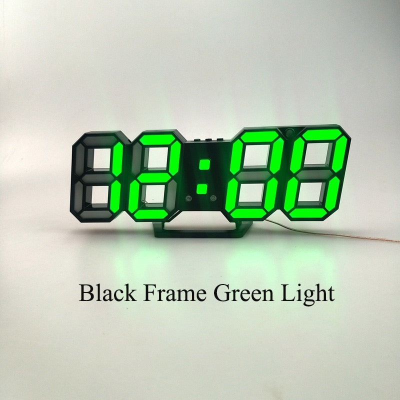 3D LED Wall Clock, Modern Design, Digital Table Clock, Alarm Clock, Night Light, Clock for Home, Living Room Decoration