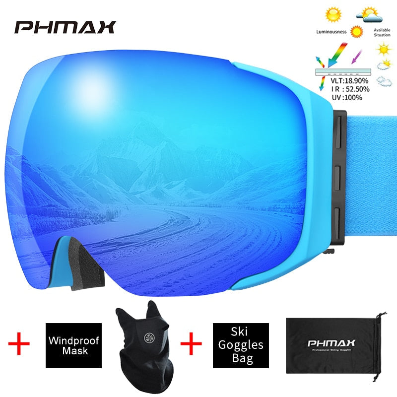 PHMAX Snowboardbrille mit Magnetverschluss