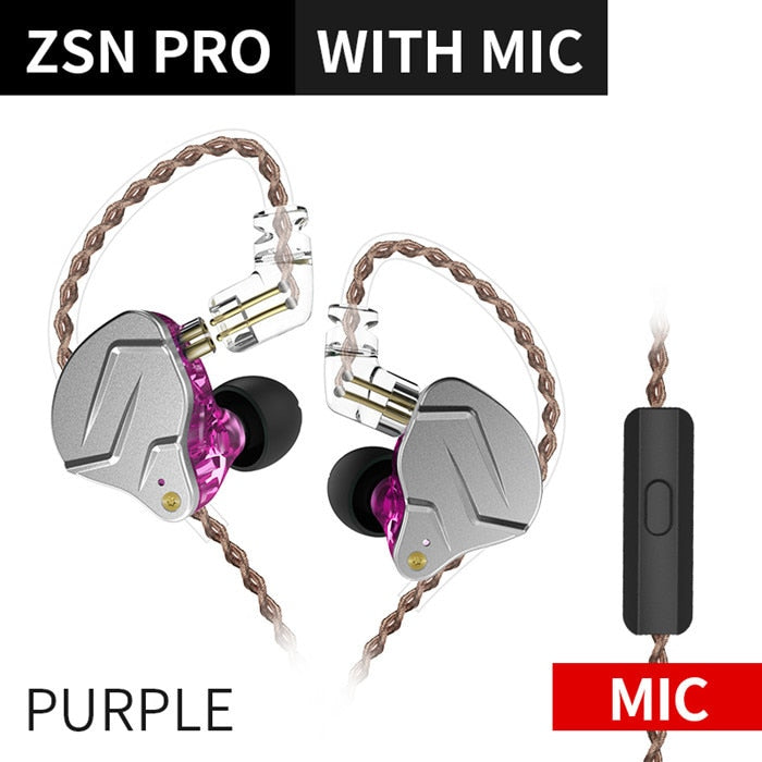 Écouteurs intra-auriculaires KZ ZSN Pro, technologie hybride, basses Hifi
