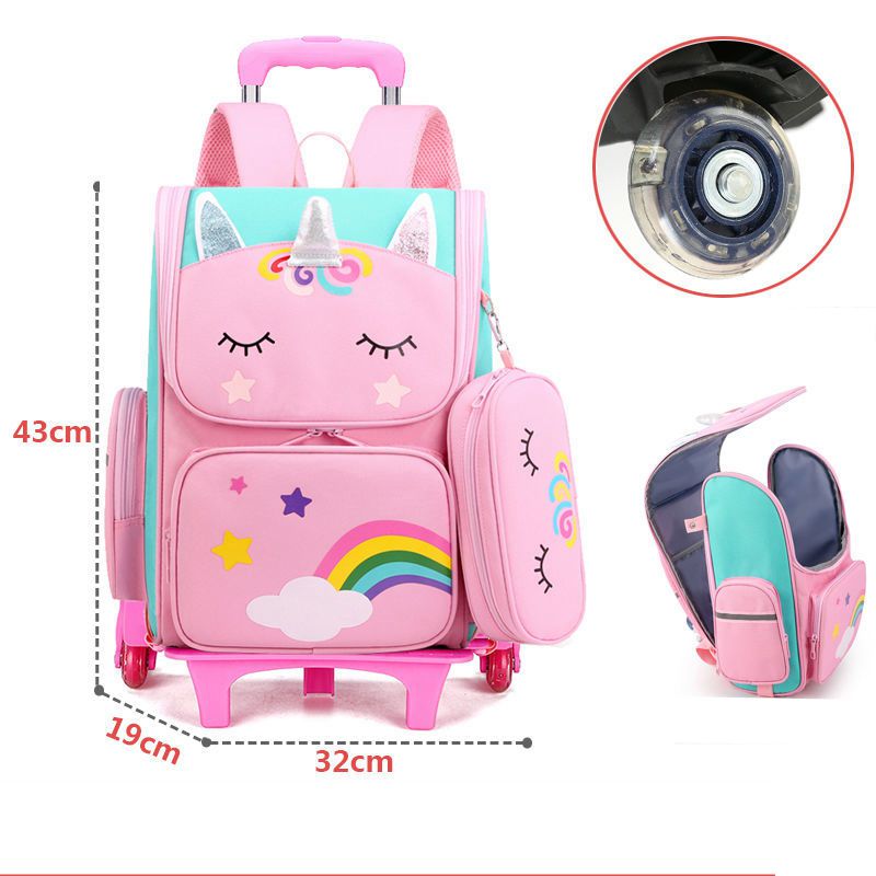 Schulrucksack mit Rädern & Tasche Set für Mädchen