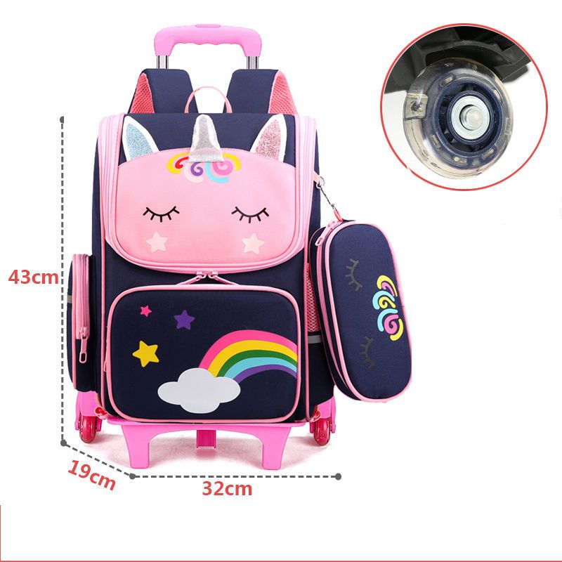 Schulrucksack mit Rädern & Tasche Set für Mädchen