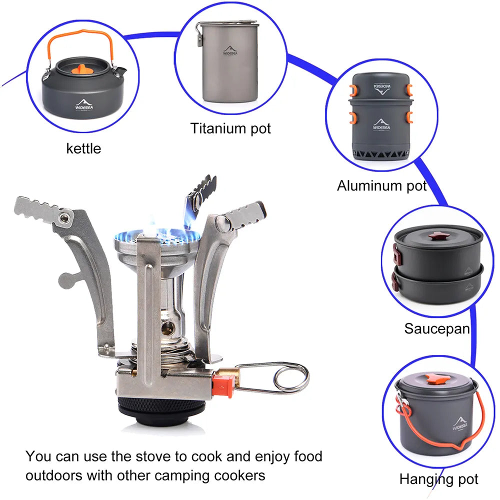 Cuisinière d'extérieur pliable Portable, ustensiles de cuisine, brûleur à gaz, réchaud de Camping pour randonnée pique-nique barbecue