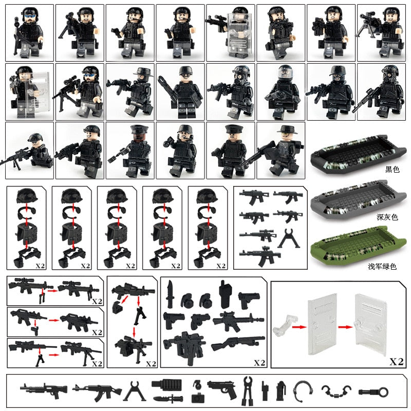 WW2 Set Soldaten Mini Figuren SWAT Polizei