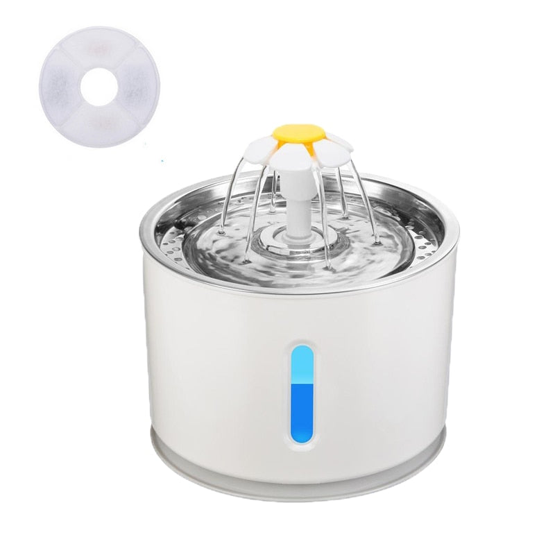 Fontaine d'eau automatique pour chat avec LED 5 filtres 2,4 L