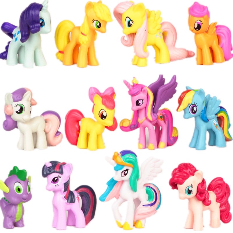 Ensemble de 12 chevaux arc-en-ciel "My Little Pony" de 3 à 5 cm
