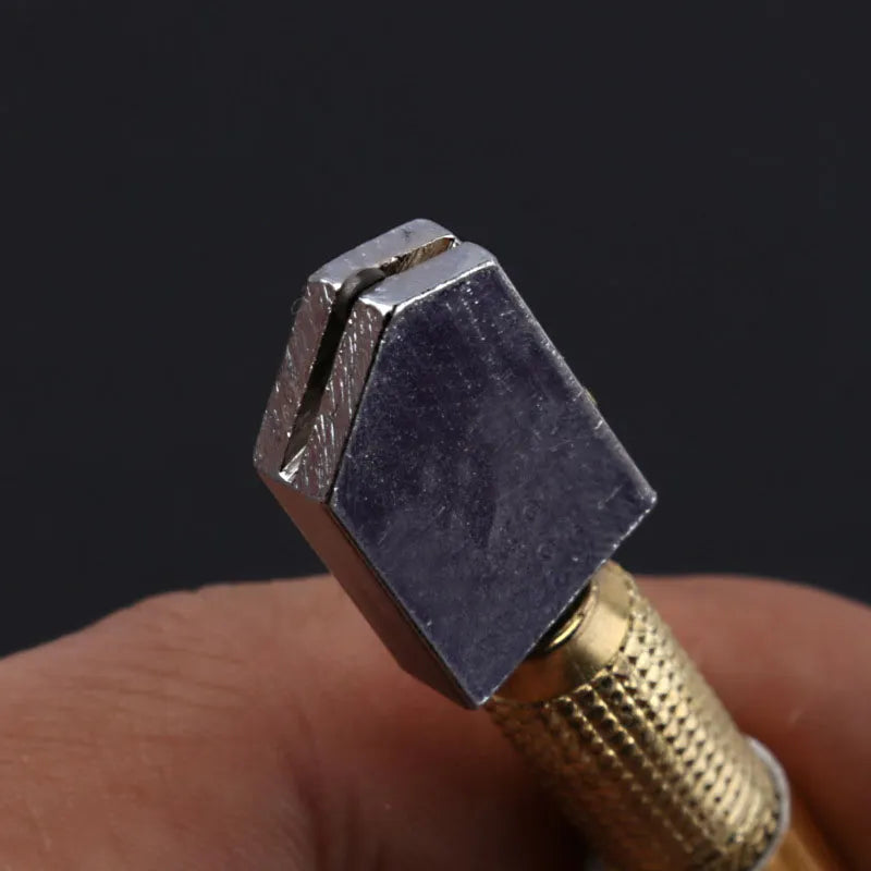 Glasschneider Diamantschneiderkopf Stahlklinge Schneidwerkzeug Ölversorgung rutschfester Metallgriff 175mm für manuelles Werkzeugschneiden