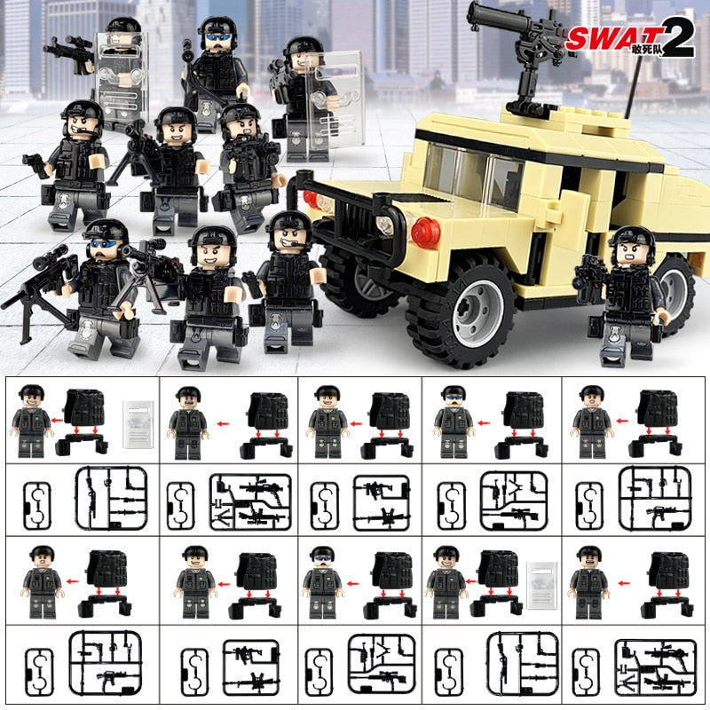 22-teiliges Set für Soldaten Mini Figuren SWAT Team Polizei