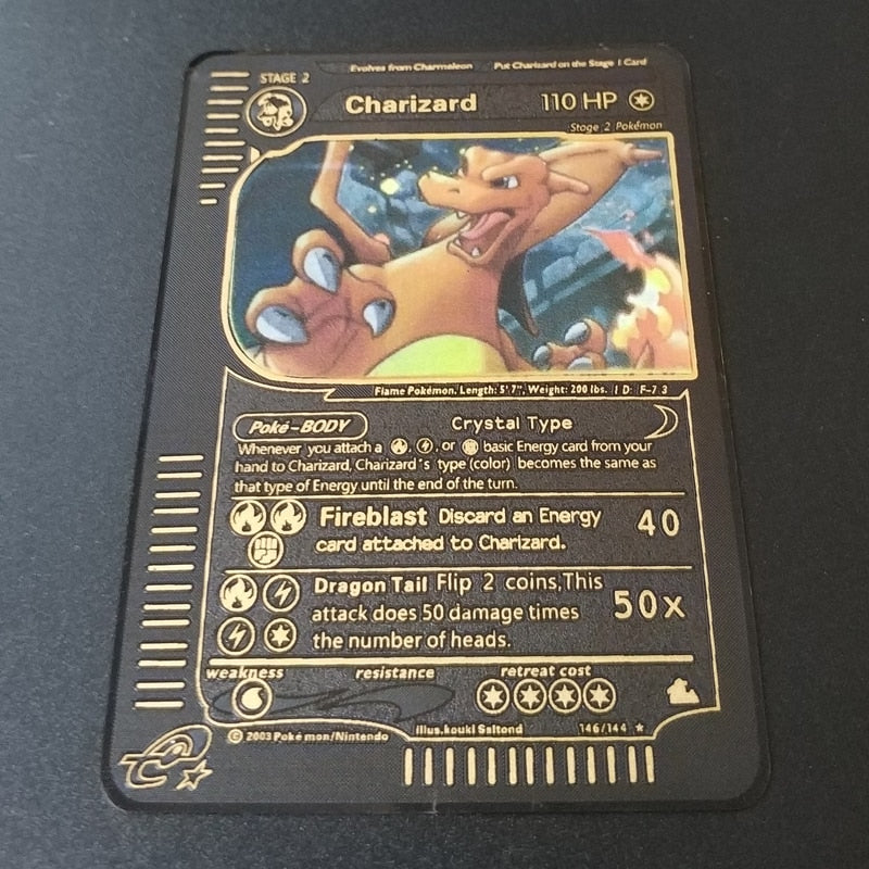 Pokemon Game Anime Battle Card Gold Metal