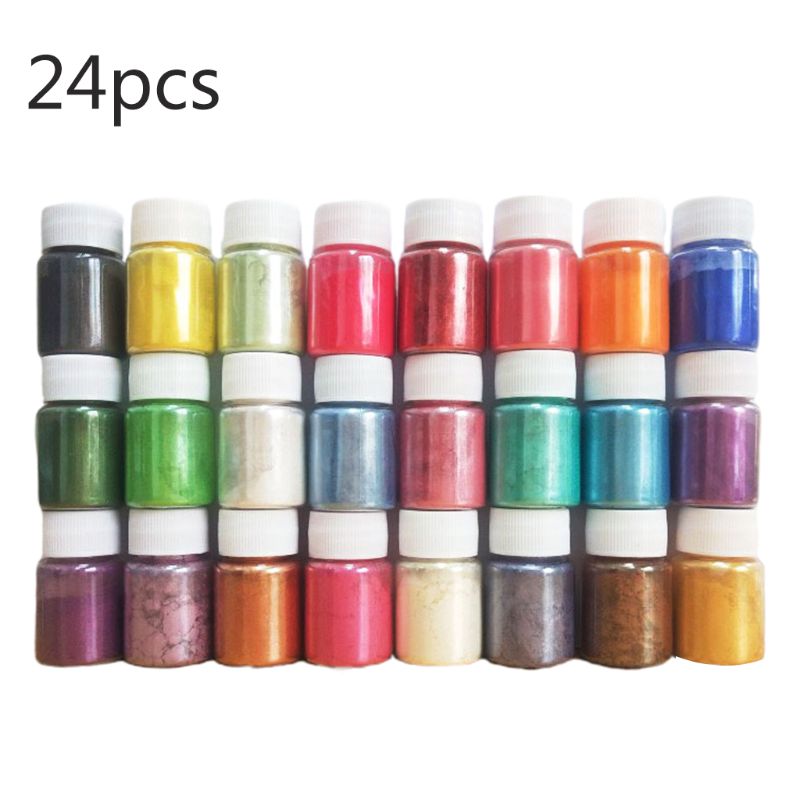 24 pcs bricolage perle mica résine époxy colorant