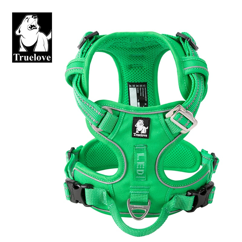 Harnais pour chien en nylon réfléchissant, sans traction, réglable, moyen