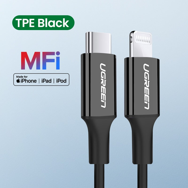 Ugreen MFi USB-C zu Blitzschlag Kabel für iPhone 12 Mini Pro Max 8 PD 18W 20W - Macbook Pro