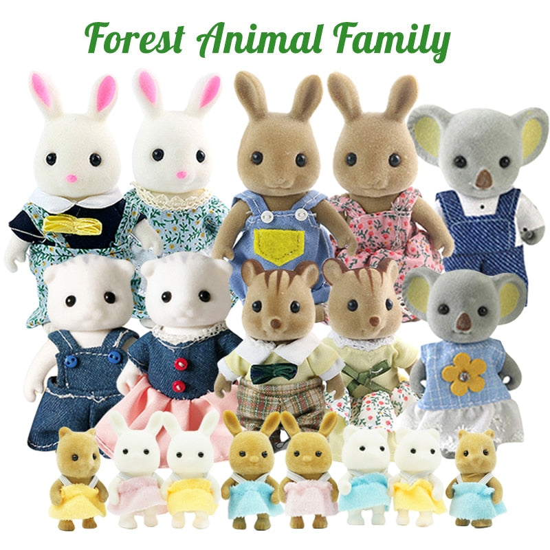 1-12 animaux jouets MINI jouent à la simulation pour enfants de la poupée familiale de la forêt