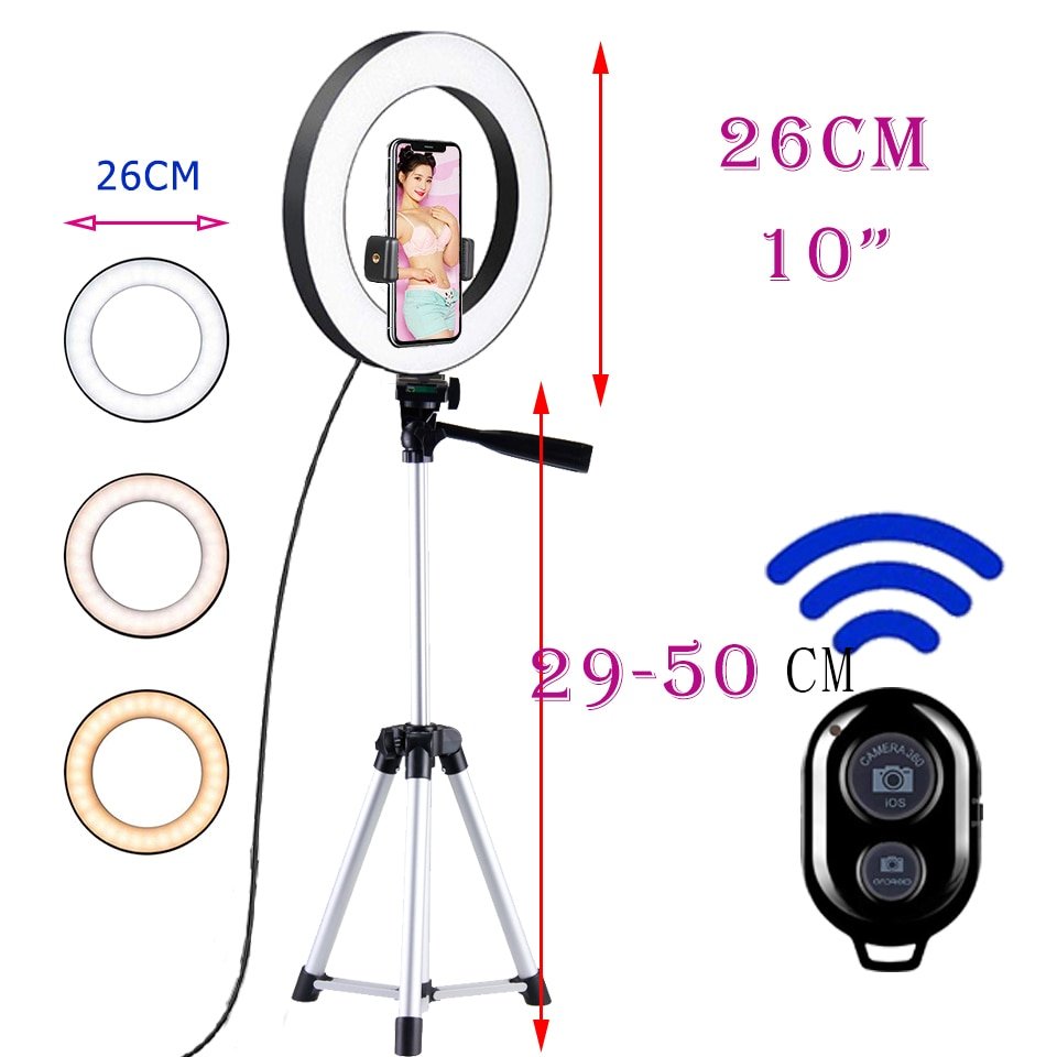 Selfie Telescopic Mount + Tripod &amp; LED Ring Light for YouTubers 