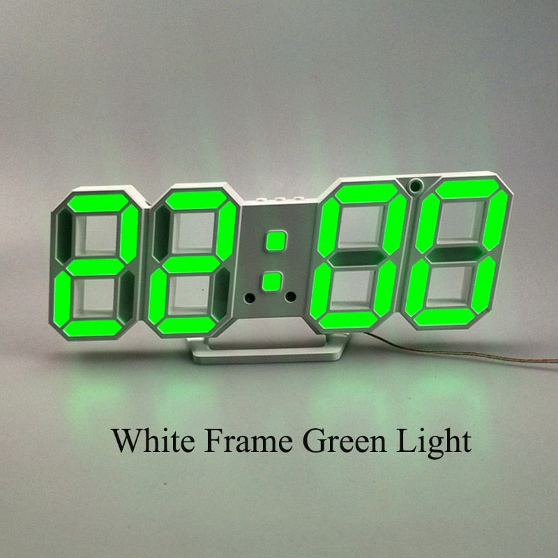 3D LED Wall Clock, Modern Design, Digital Table Clock, Alarm Clock, Night Light, Clock for Home, Living Room Decoration