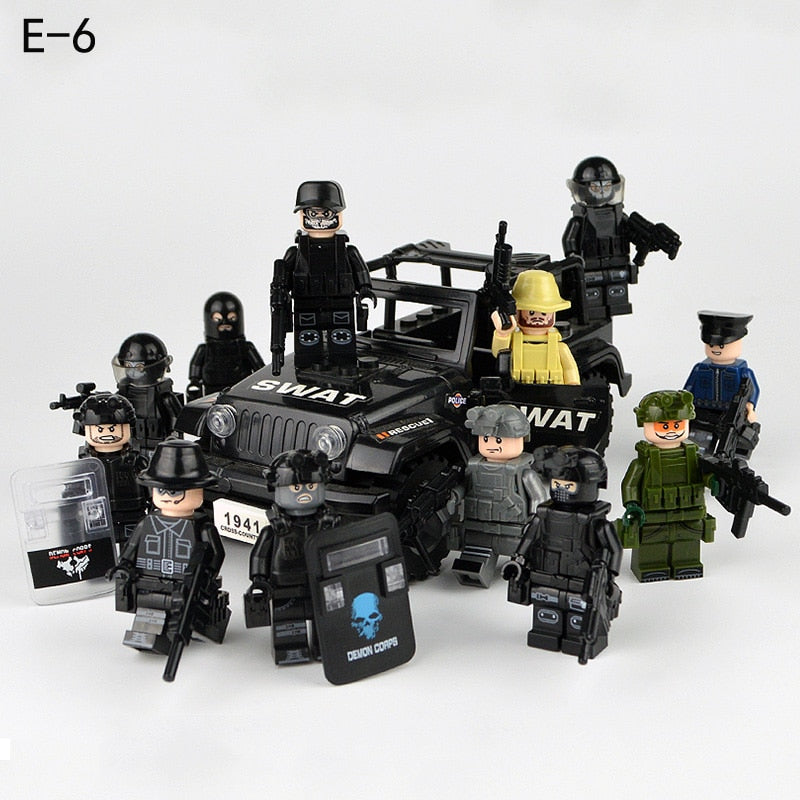 22-teiliges Set für Soldaten Mini Figuren SWAT Team Polizei