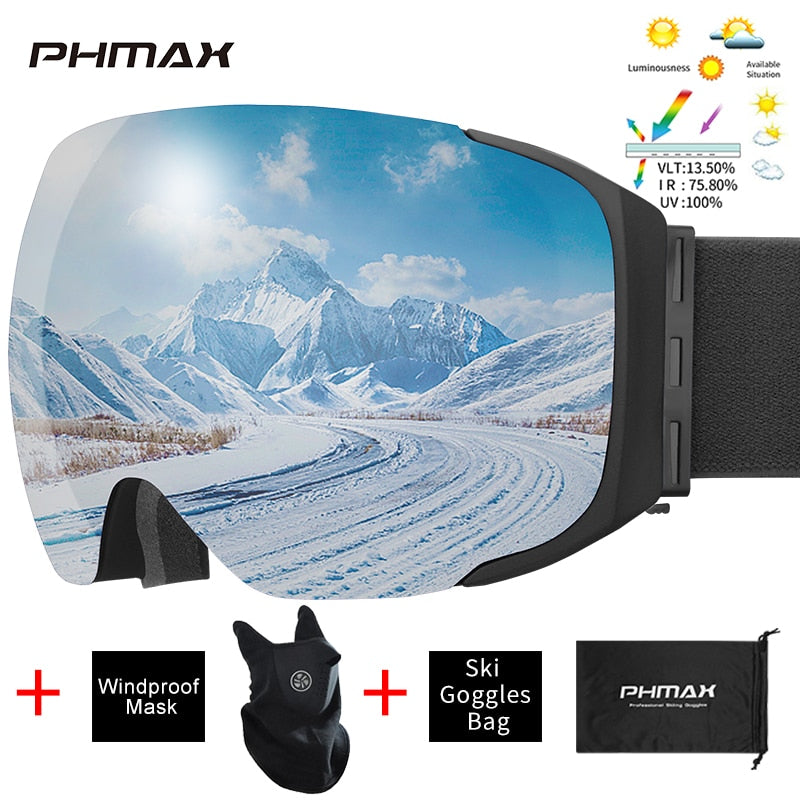 PHMAX Snowboardbrille mit Magnetverschluss