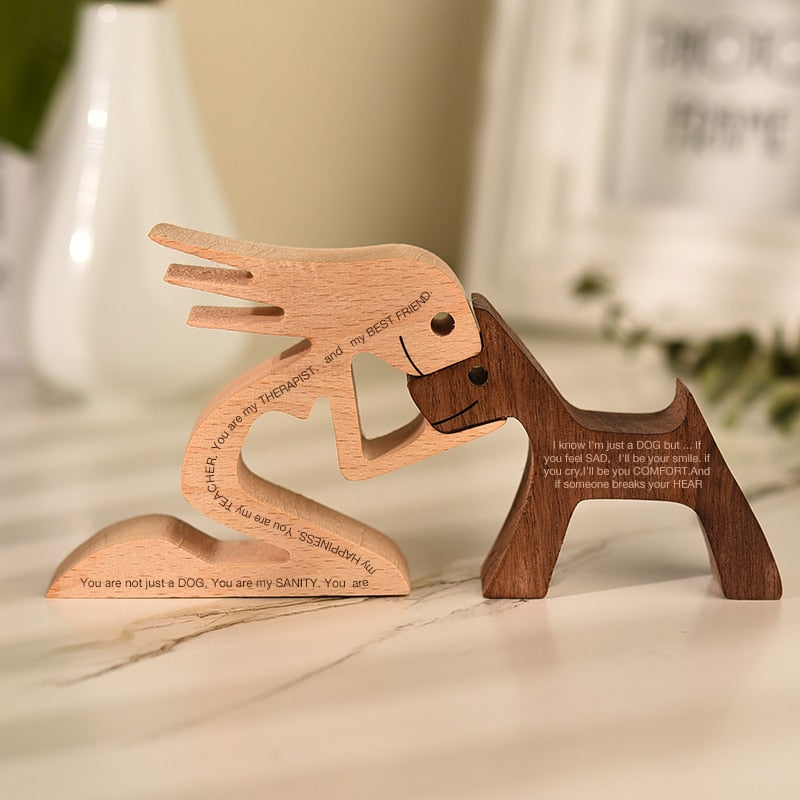 Wooden Dog Figure for Desk - Creative Pet Decoration