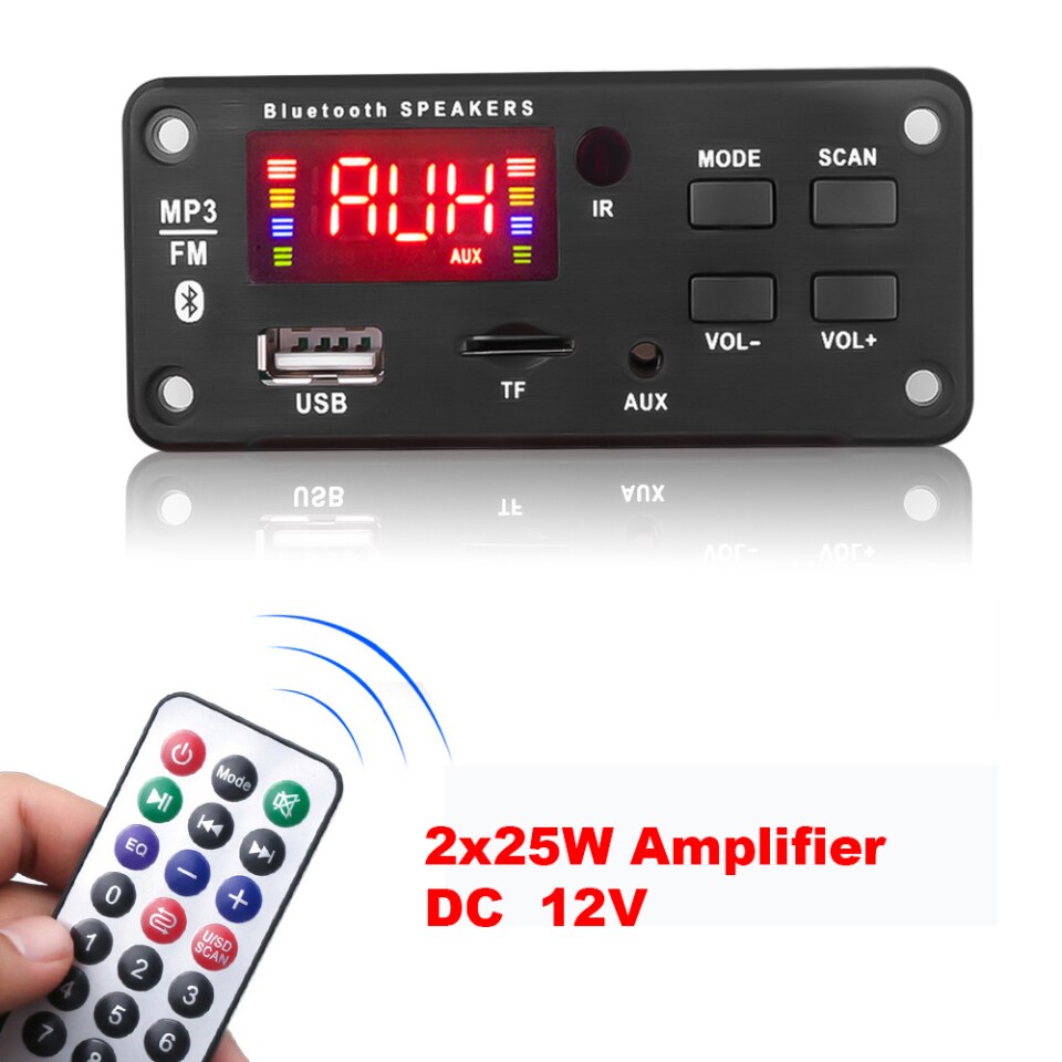 Carte de décodeur MP3 amplificateur 12v * 50W avec écran couleur et Bluetooth V5.0