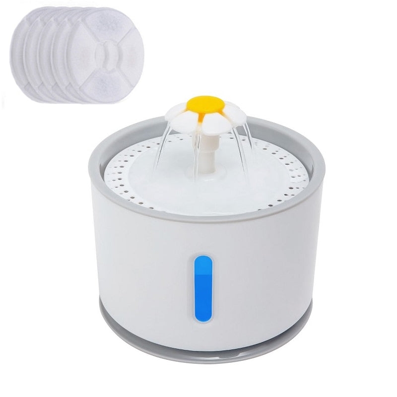 Automatic Pet Cat Water Fountain with LED 5 Filters 2.4L