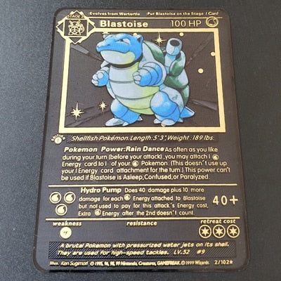 Pokemon Game Anime Battle Card Gold Metal