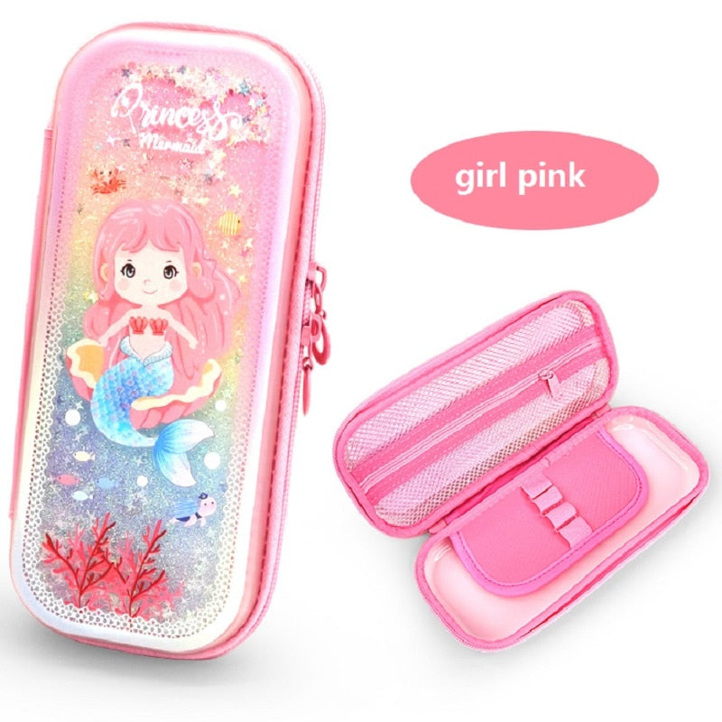 Pink Girls Pen Box Organisateur de papeterie Quicksand Flow - 40 caractères