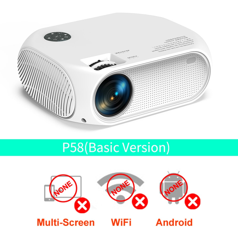 Salange HD Mini Projektor, Heimvideoprojektor, Led P58, Wifi, 1280 x 720P, Telefon Tragbar, 3500 Lumen, Kino 3D Film