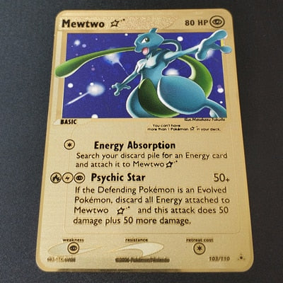 Pokemon Game Anime Battle Card Gold Metal