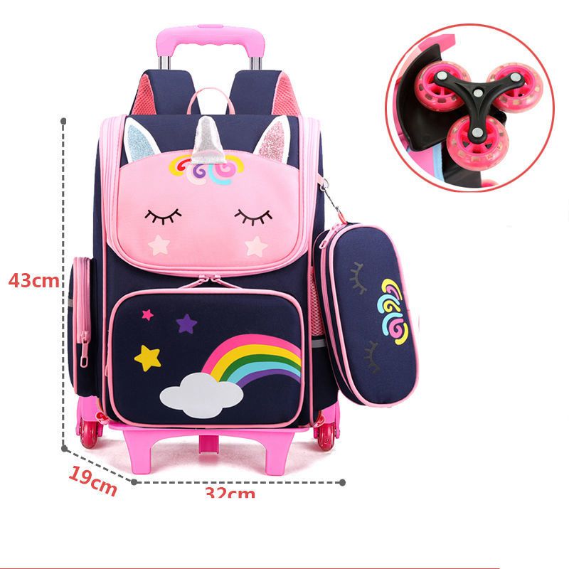 Schulrucksack mit Rädern & Tasche Set für Mädchen